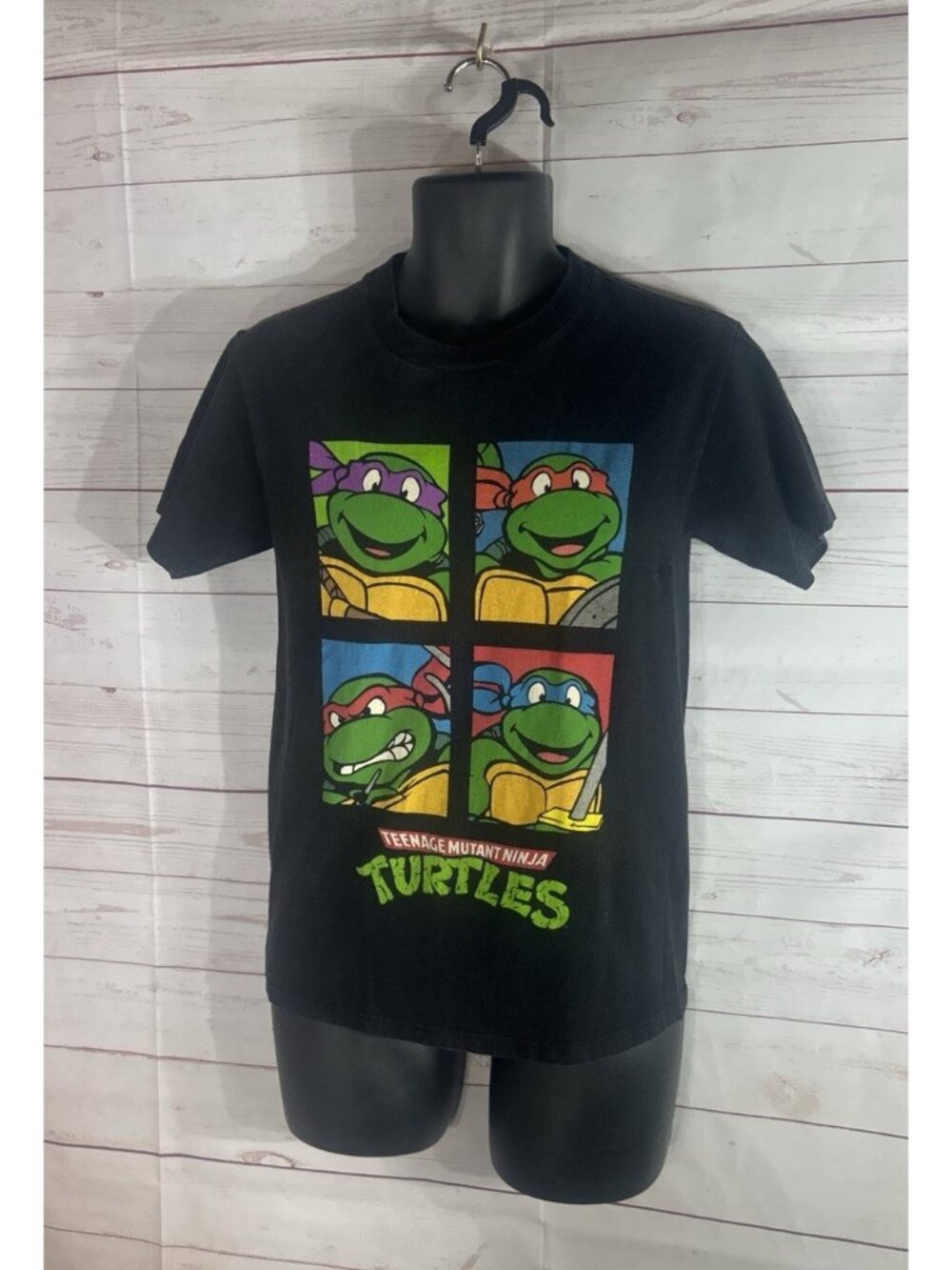 Teenage Mutant Ninja Turtles Men's Small T-Shirt Cartoon Black Short Sleeve Tee